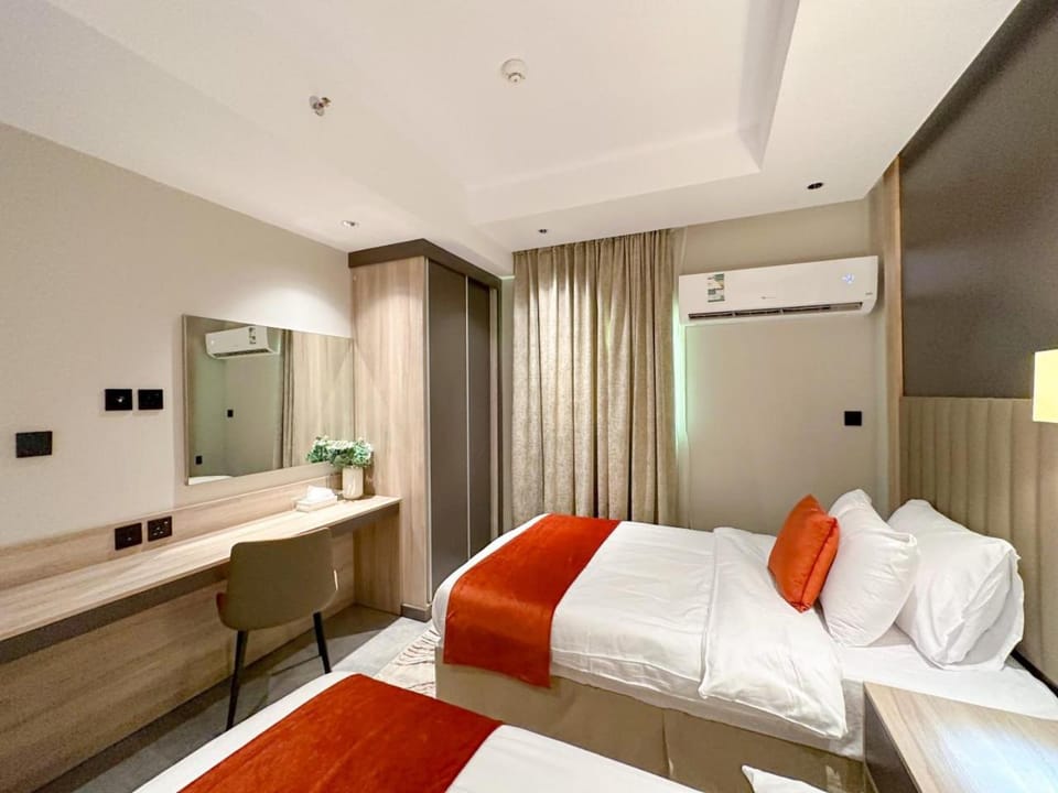 Bed, Photo of the whole room, Bedroom, hair dresser, wardrobe, air conditioner