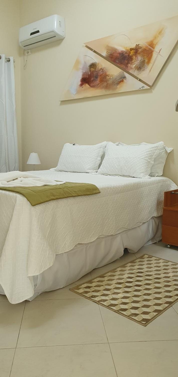 Bed, Photo of the whole room, Bedroom, towels, air conditioner