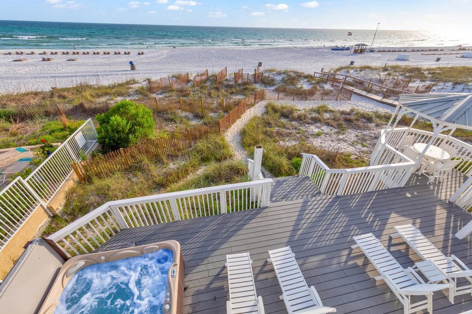 Patio, Day, View (from property/room), Balcony/Terrace, Beach, Sea view, sunbed