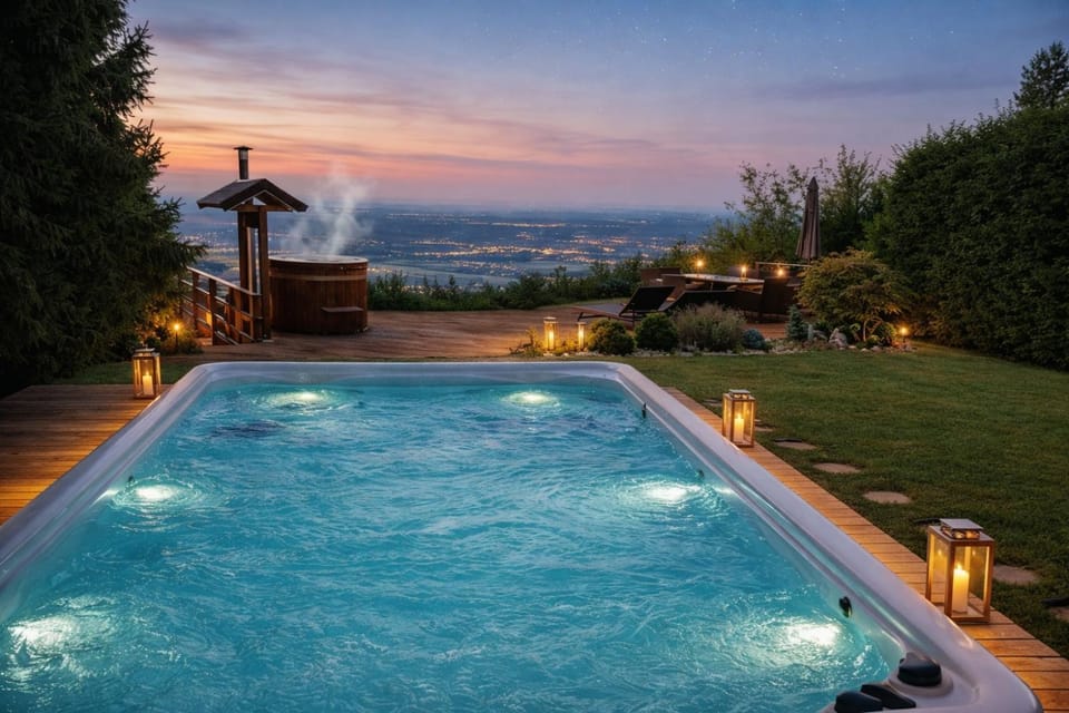 Natural landscape, Pool view, Swimming pool