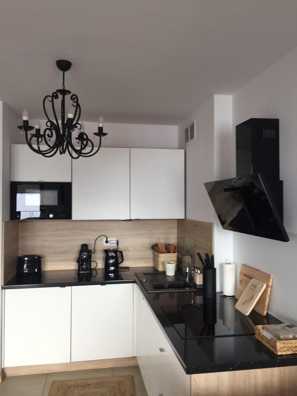 Kitchen or kitchenette, stove