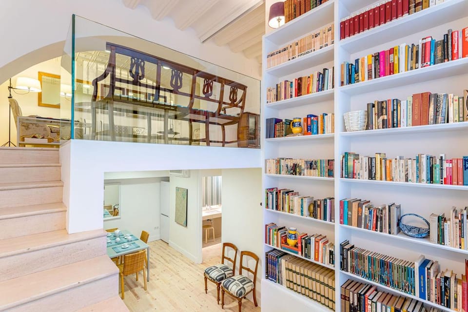Property building, Library, Living room, Seating area