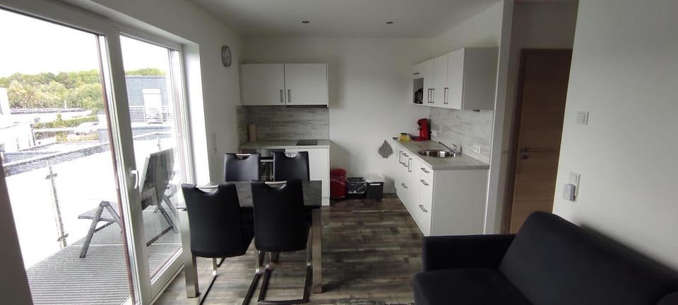 Kitchen or kitchenette, Living room, Dining area, stove