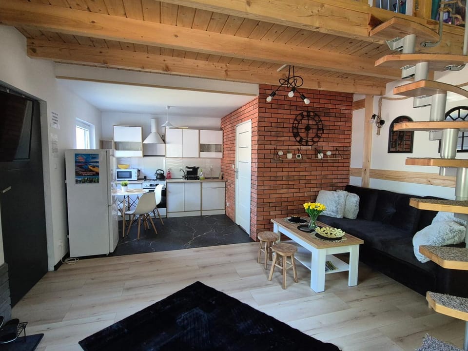Kitchen or kitchenette, Living room, Seating area, Dining area, oven
