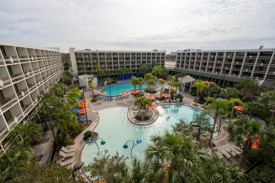 Property building, View (from property/room), Pool view, Swimming pool, sunbed