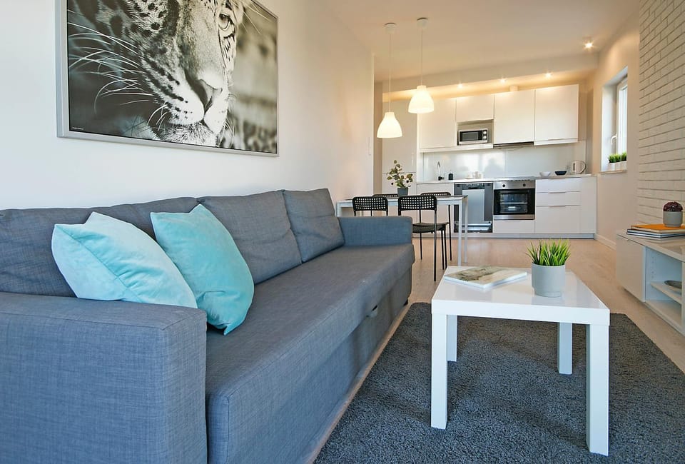 Kitchen or kitchenette, Living room, Seating area, Dining area, stove