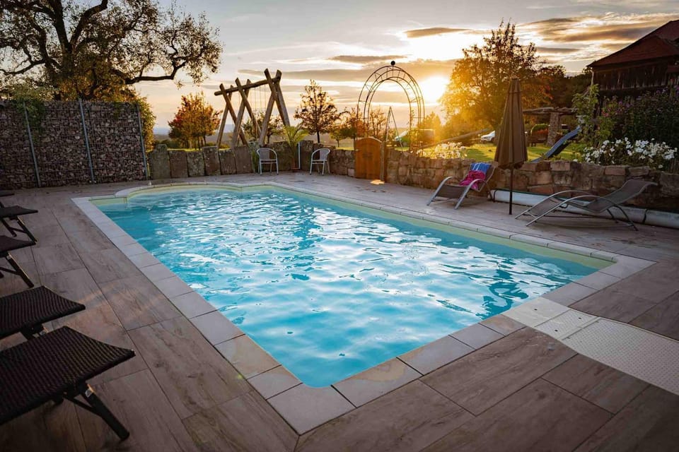 Property building, Living room, Swimming pool