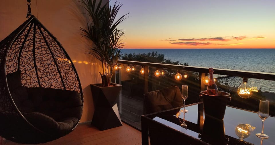 View (from property/room), Balcony/Terrace, Sea view, Sunset