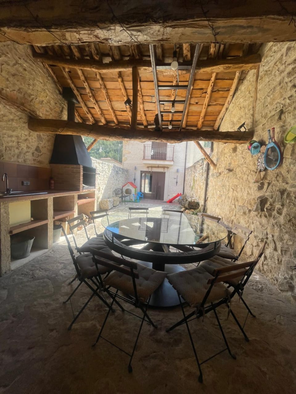 Patio, Living room, Seating area, Dining area