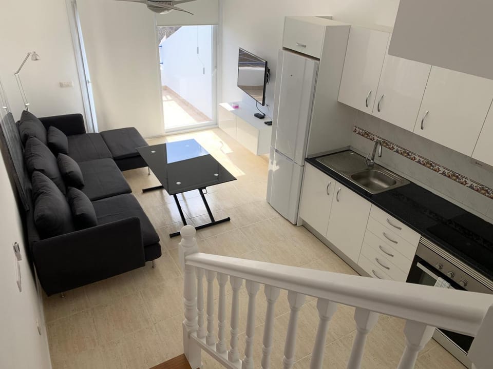 Kitchen or kitchenette, Living room, Seating area