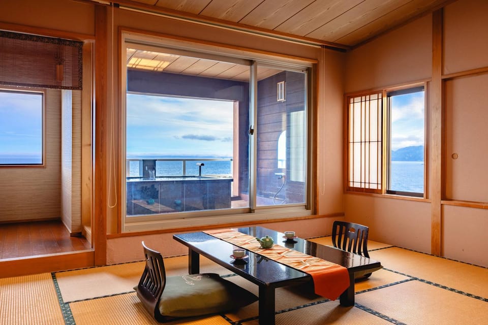 View (from property/room), Living room, Sea view, Open Air Bath