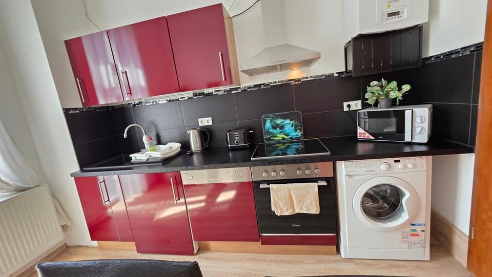 Kitchen or kitchenette, dishwasher, oven, stove, toaster