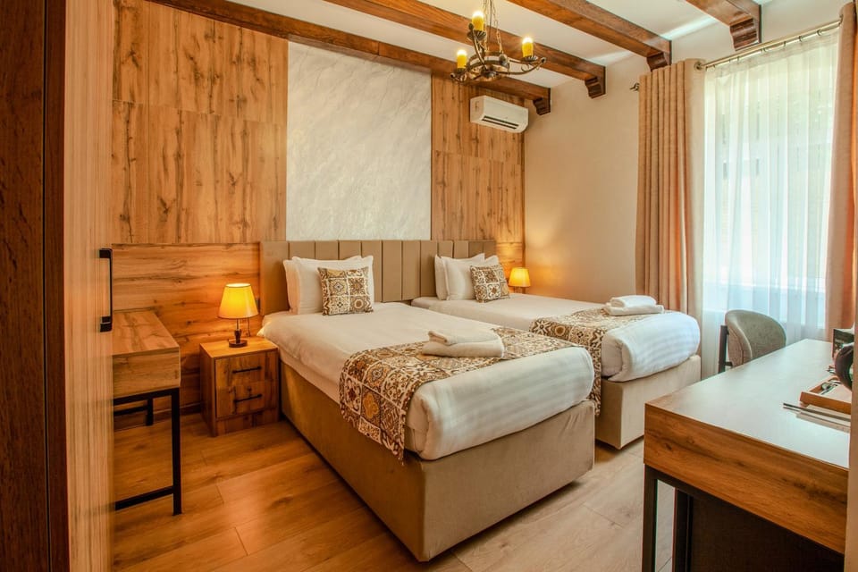 Bed, Photo of the whole room, Bedroom, towels, air conditioner