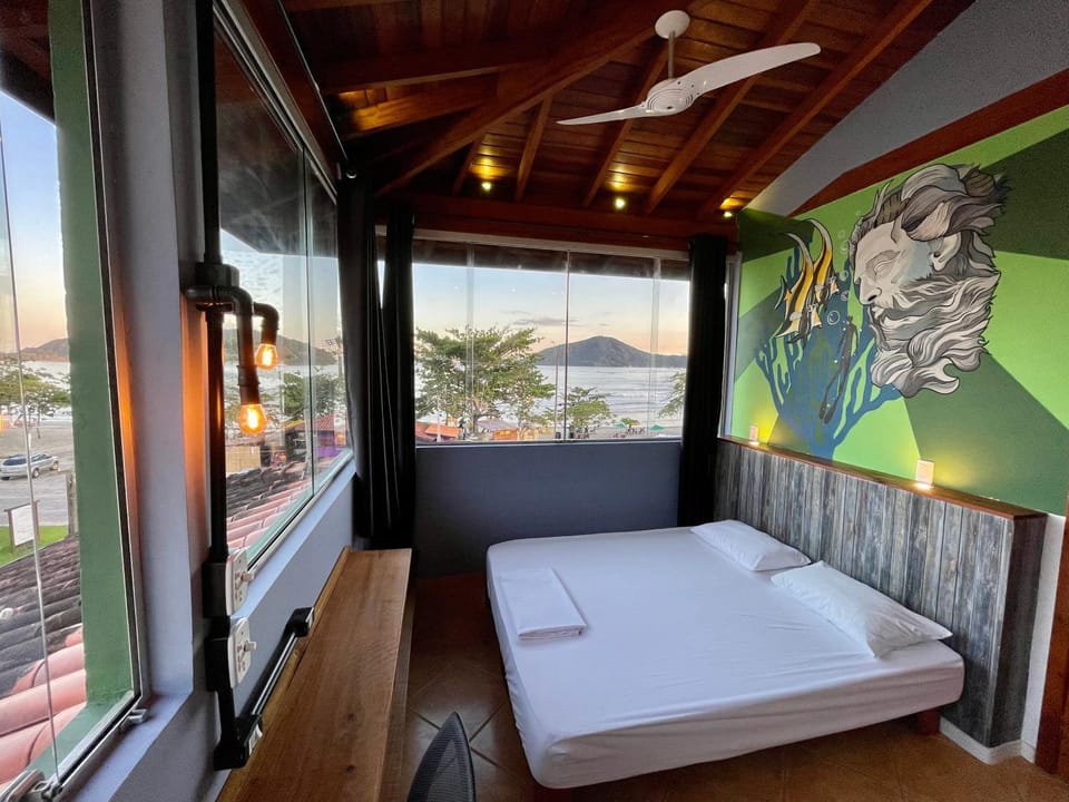 Bed, Natural landscape, View (from property/room), Photo of the whole room, Bedroom, fireplace