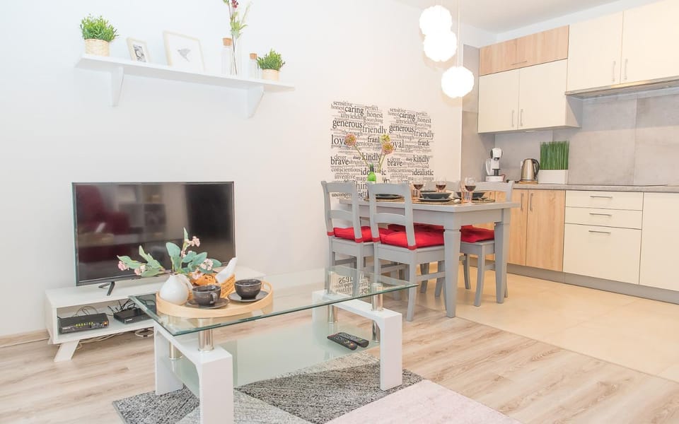 Kitchen or kitchenette, Living room, Dining area