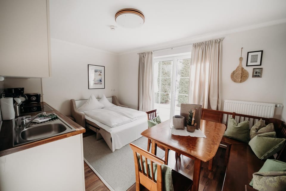Bed, Kitchen or kitchenette, Living room, Seating area