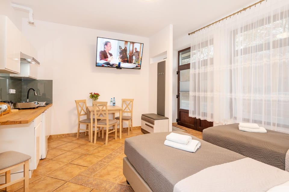 Communal lounge/ TV room, Bed, TV and multimedia, Kitchen or kitchenette, Photo of the whole room, Dining area, Bedroom, towels