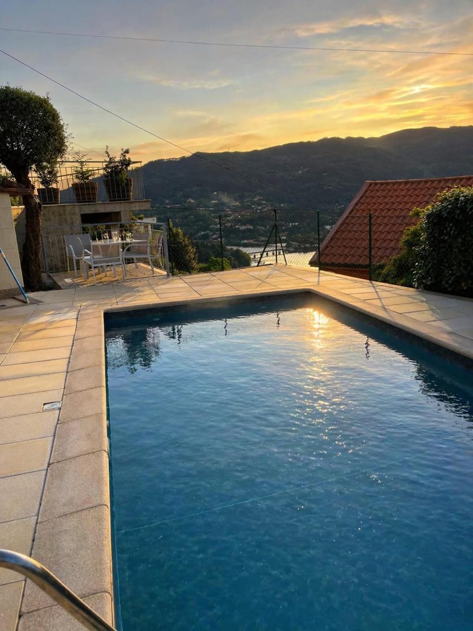 Nearby landmark, Pool view, Swimming pool, Sunset