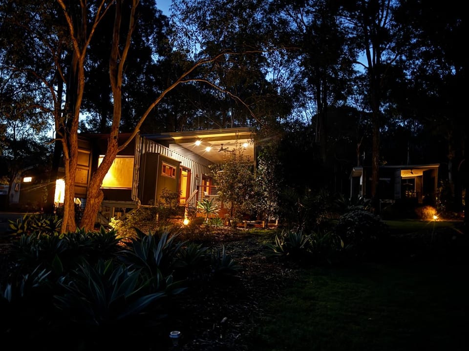 Property building, Night, Garden