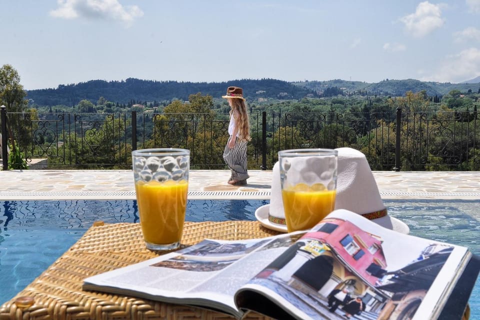 Patio, Day, People, Natural landscape, View (from property/room), Balcony/Terrace, Guests, Mountain view, Pool view, Swimming pool, sunbed