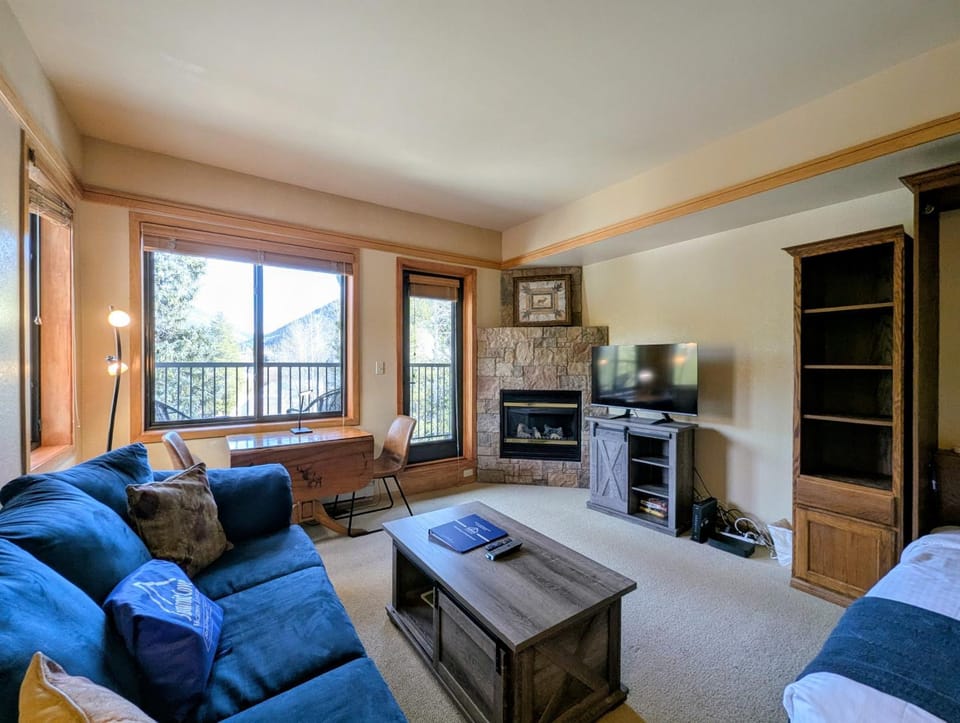 Day, TV and multimedia, View (from property/room), Living room, Seating area, Mountain view, fireplace, furniture