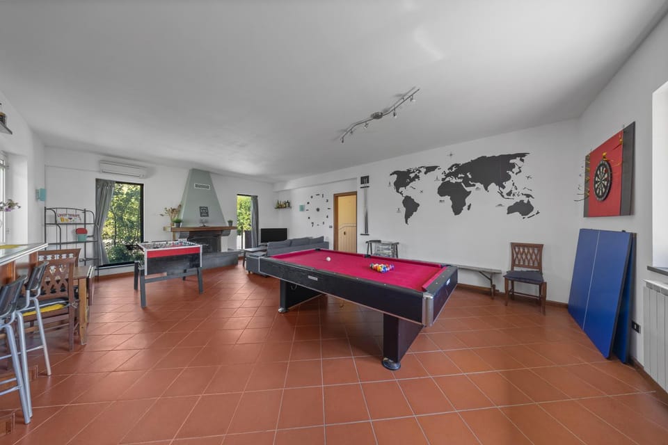 Billiard, Darts, Game Room, Table tennis, TV and multimedia, Living room, Seating area, Evening entertainment, fireplace