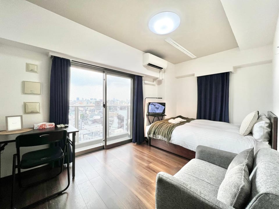 Bed, Photo of the whole room, Bedroom, air conditioner