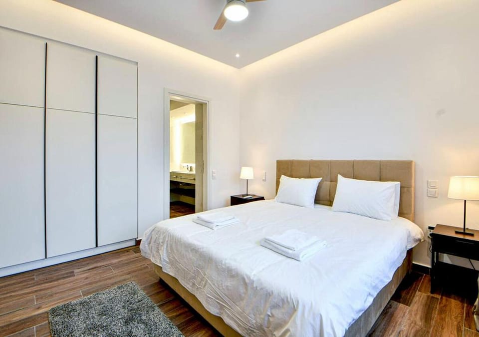 Bed, wardrobe