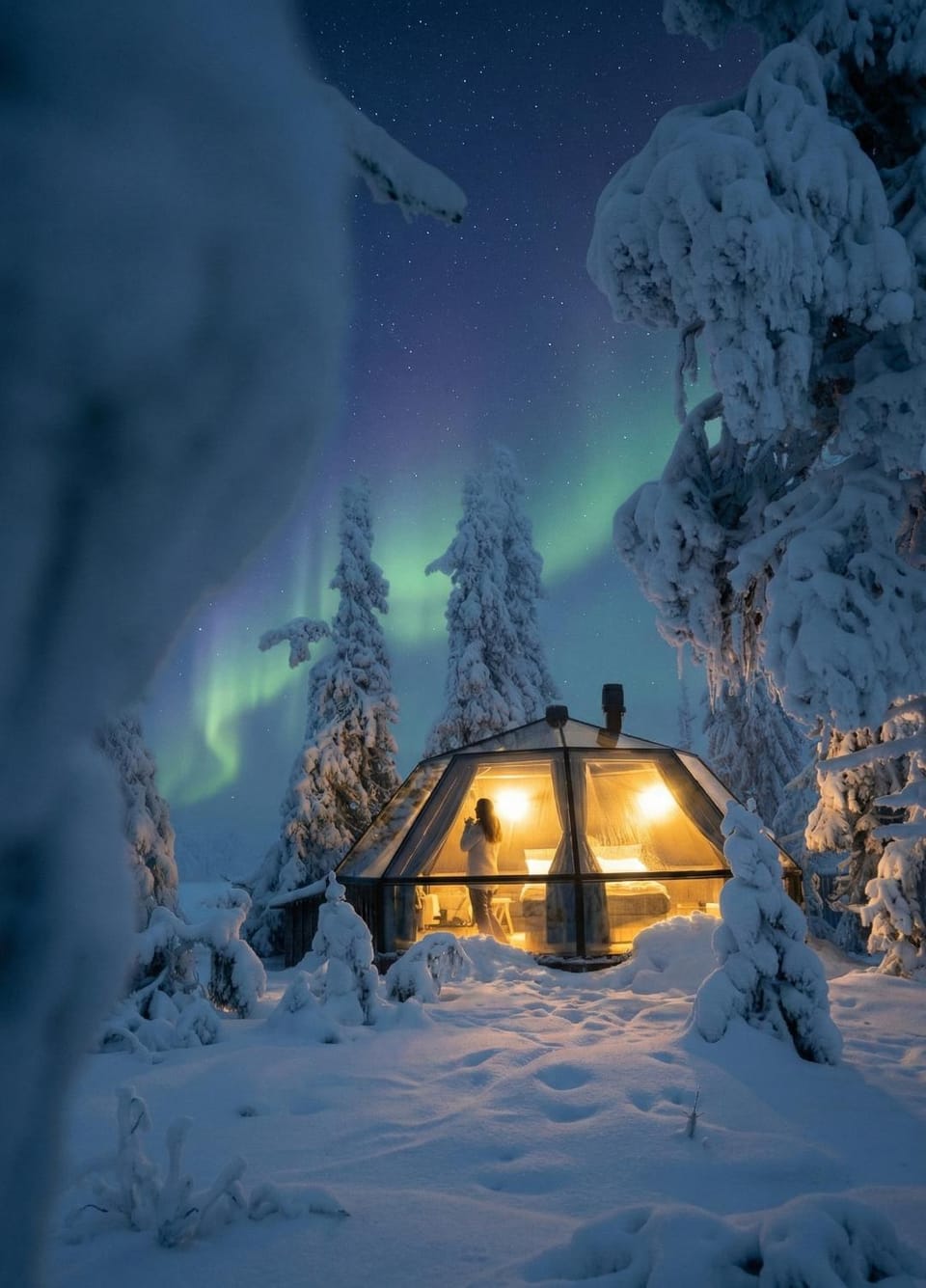 Property building, Night, Natural landscape, Winter