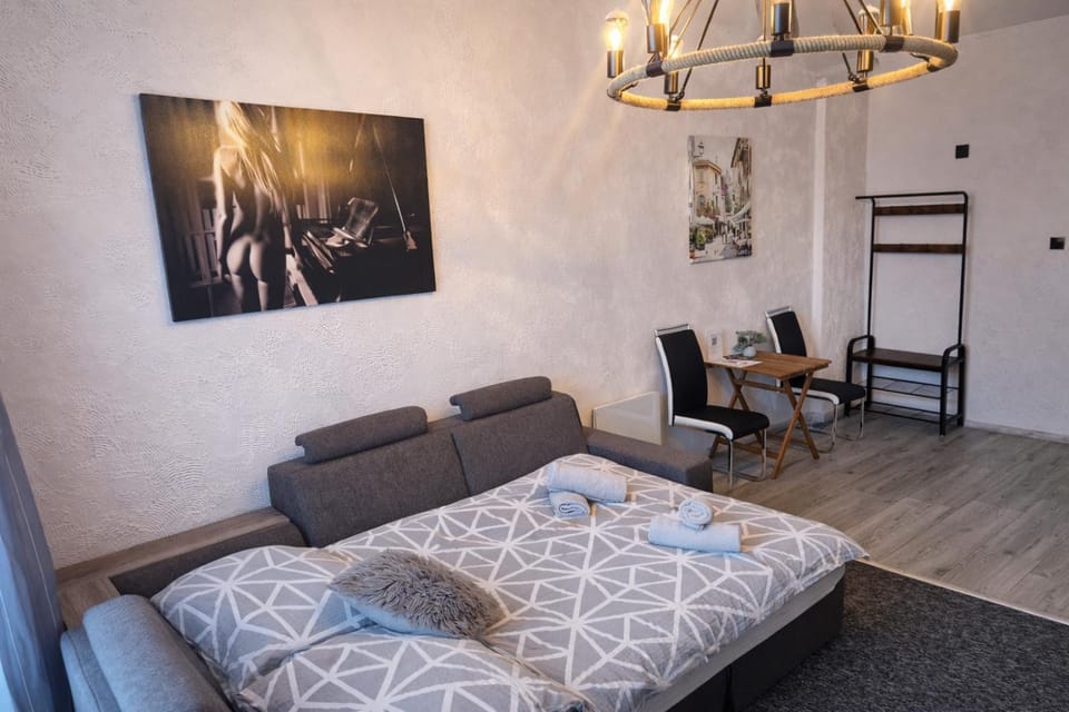Bed, Living room, Photo of the whole room, Seating area, Bedroom