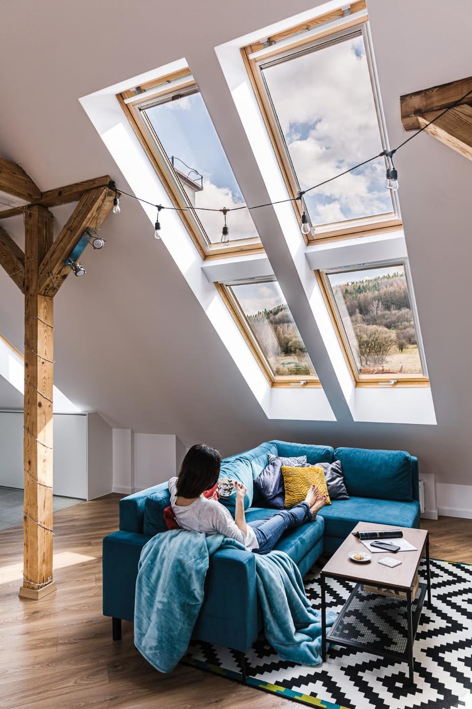 Living room, Seating area, Mountain view
