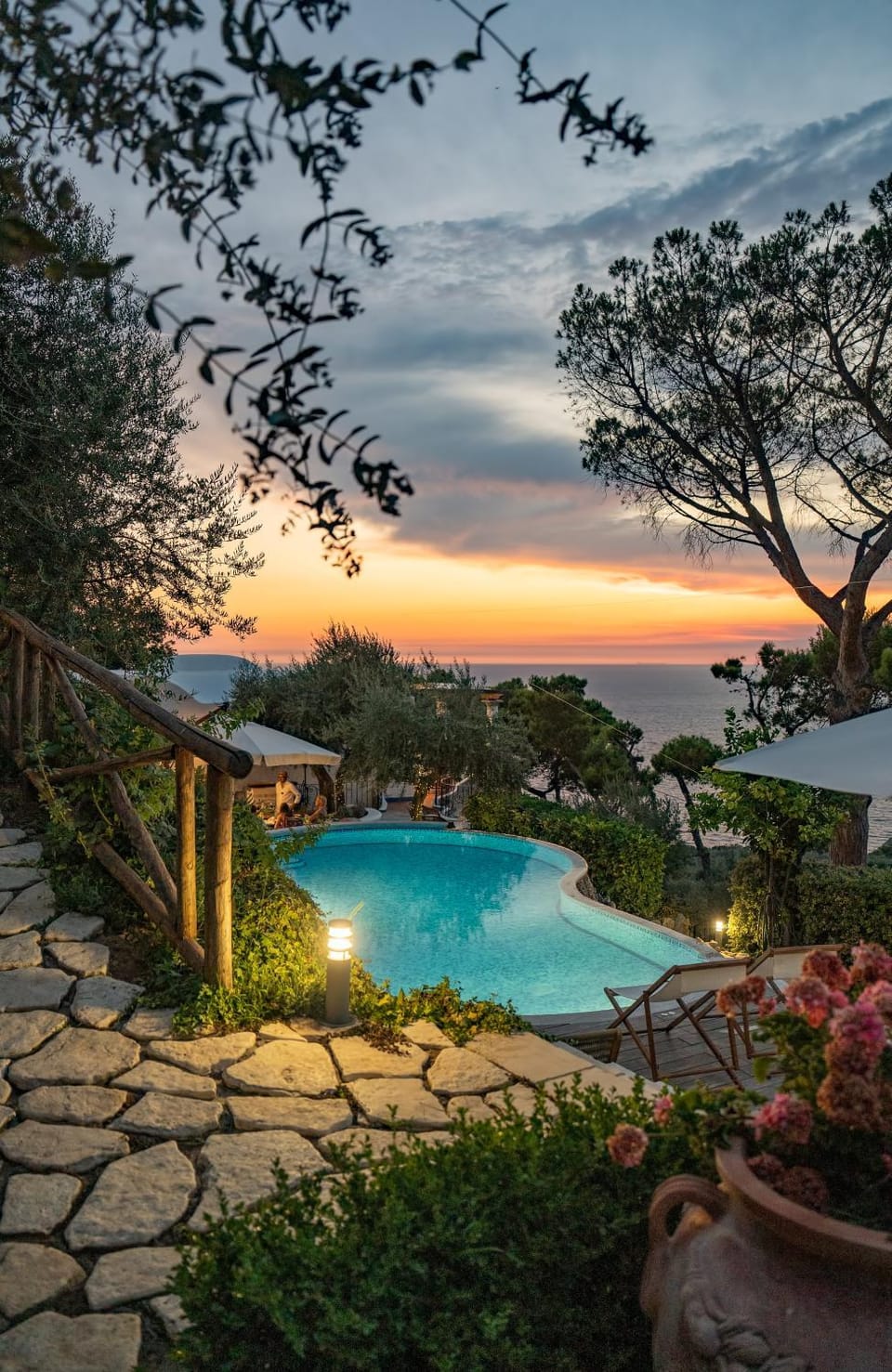 Natural landscape, Garden view, Sea view, Sunset