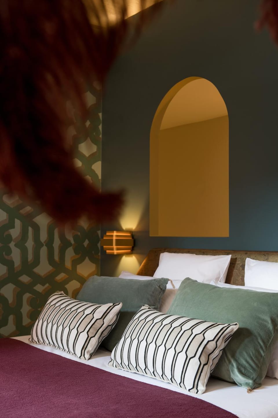Bed, Decorative detail, Bedroom
