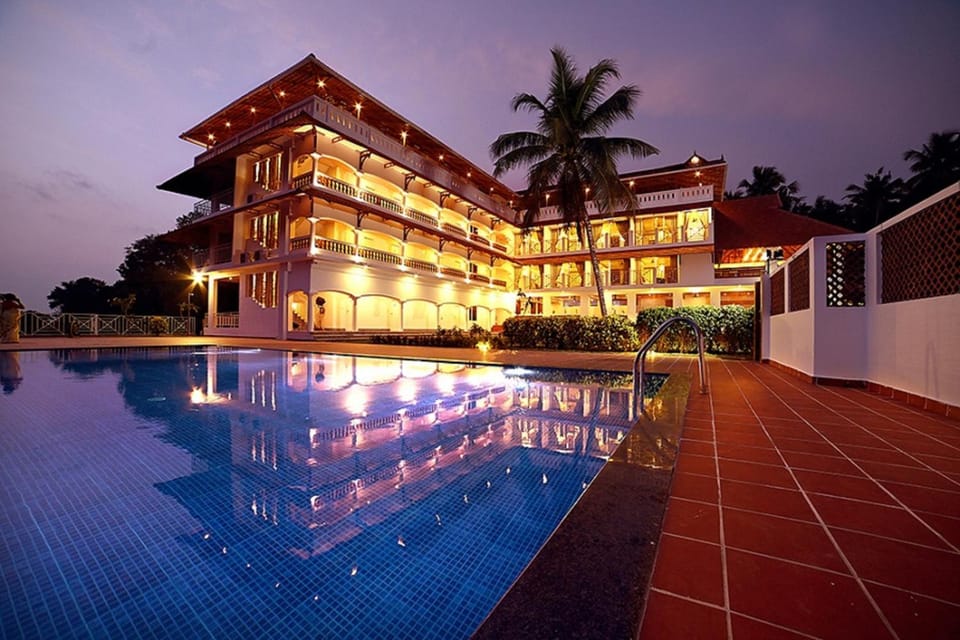 Property building, Night, Pool view, Swimming pool