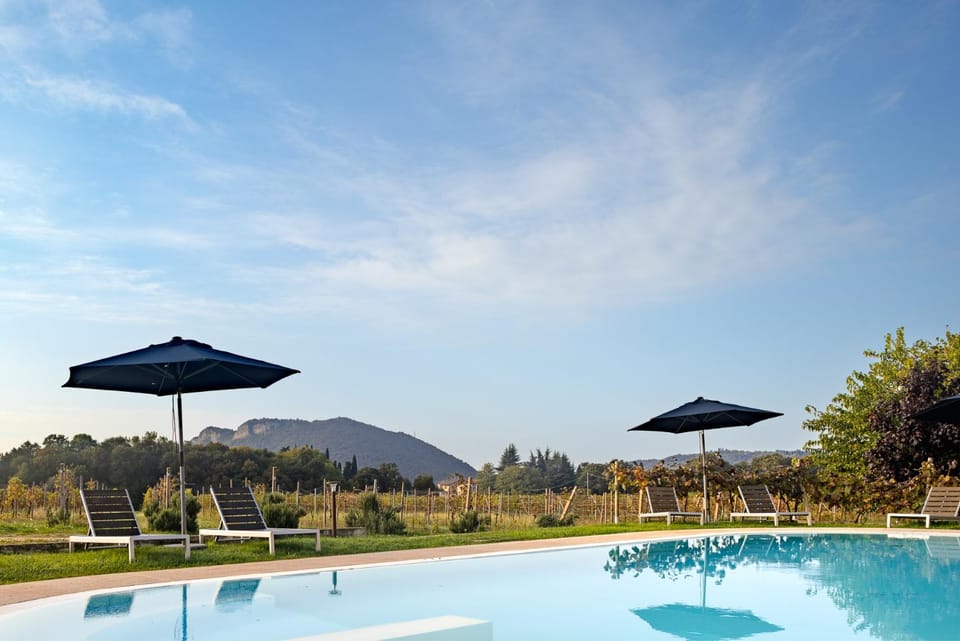 Swimming pool, sunbed