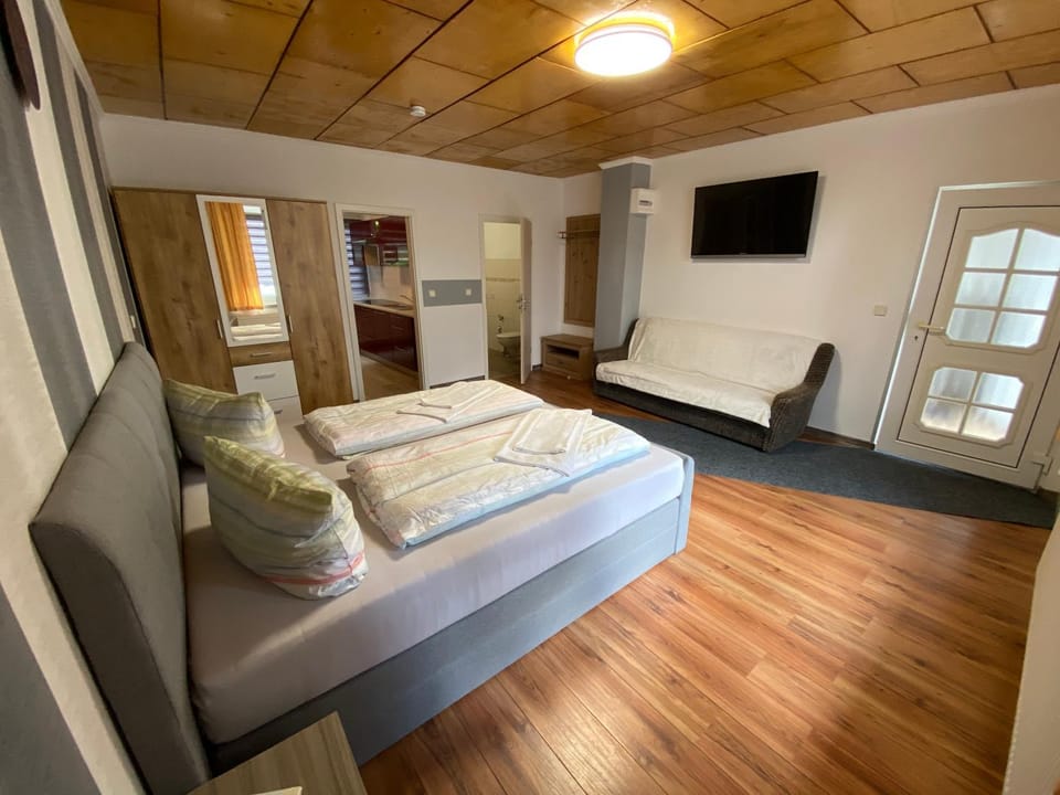 Bed, TV and multimedia, Living room, Bedroom