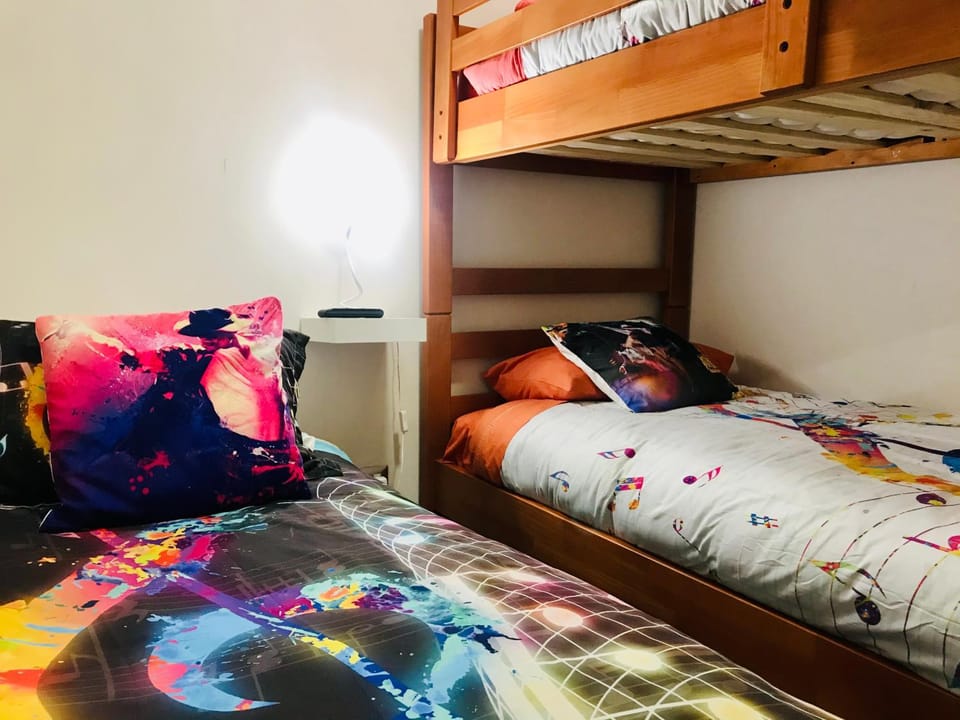 Bed, Night, Photo of the whole room, Bedroom, bunk bed