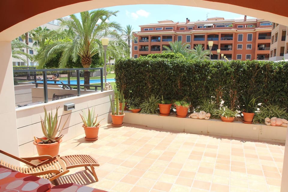 Property building, Patio, Day, Garden, View (from property/room), Balcony/Terrace, Garden view, Pool view, Swimming pool