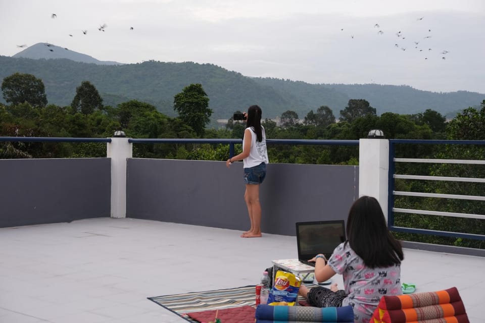 Property building, Patio, Nearby landmark, Day, People, Natural landscape, Activities, View (from property/room), Balcony/Terrace, Other, Animals, On site, Guests, Landmark view, Mountain view, Area and facilities, Seasons, Time of day, Location, children, group of guests, Family