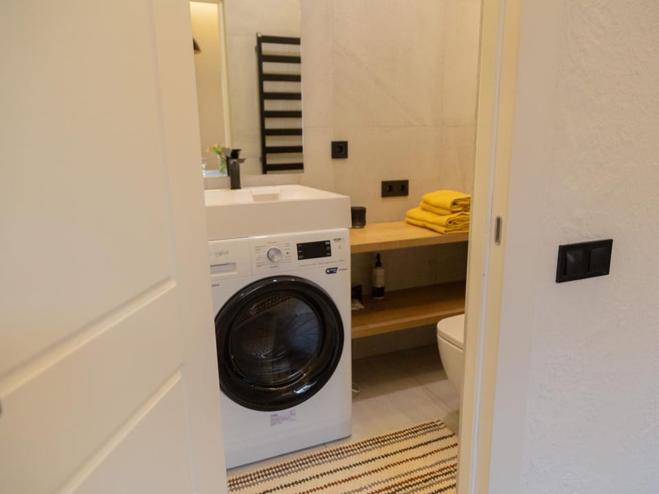 Bathroom, washing machine, dryer
