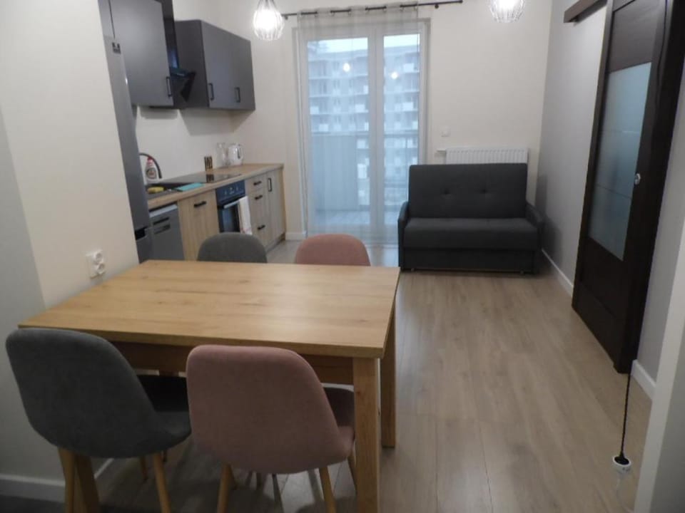 Kitchen or kitchenette, Living room, Seating area, Dining area