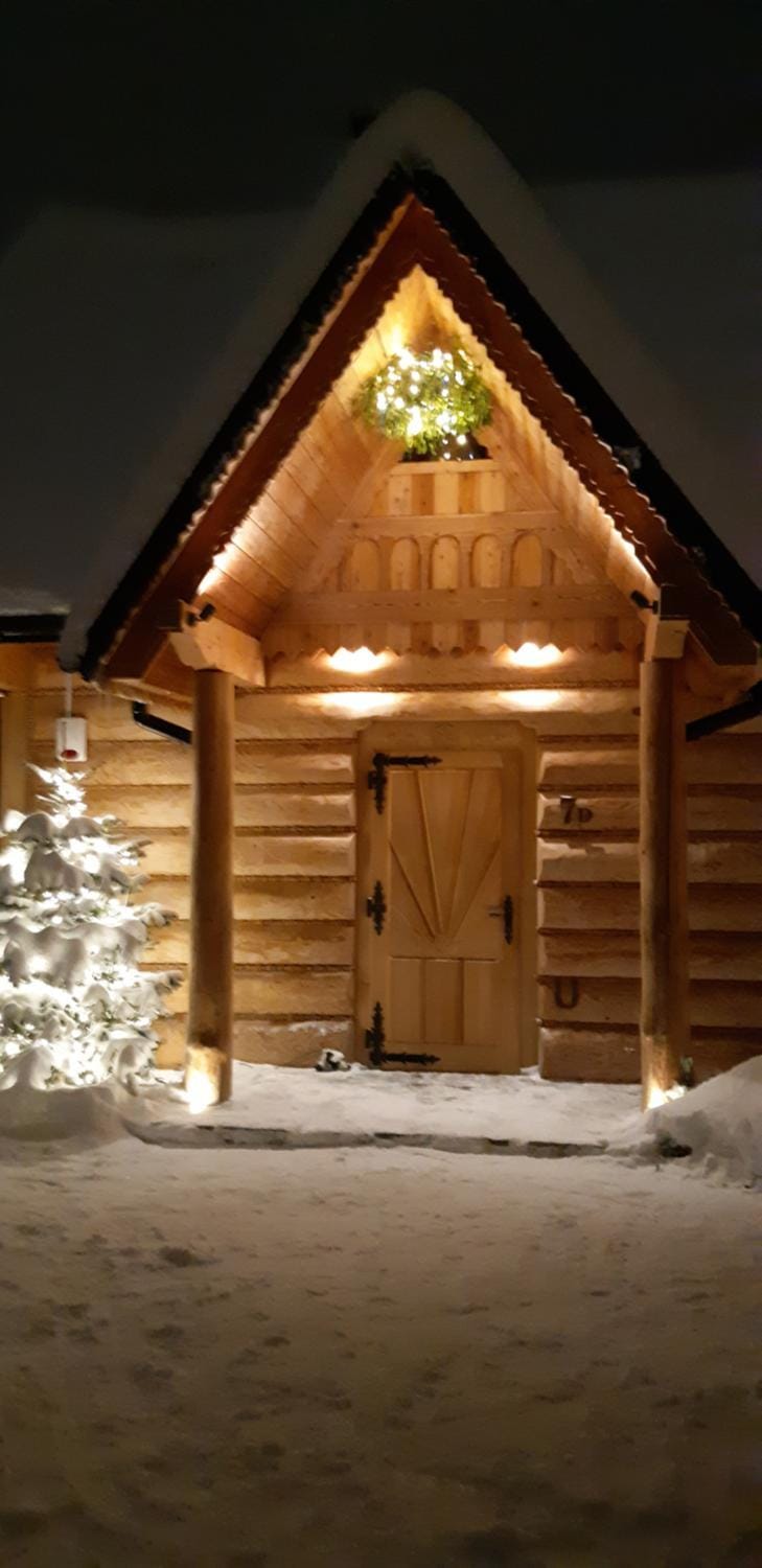 Property building, Night, Winter