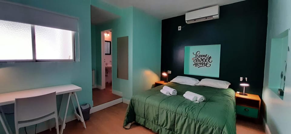 Bed, Photo of the whole room, Bedroom, towels, air conditioner