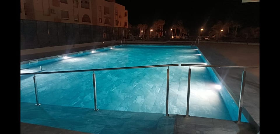 Night, Pool view, Swimming pool