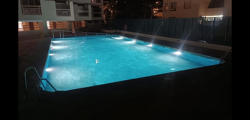 Night, Pool view, Swimming pool