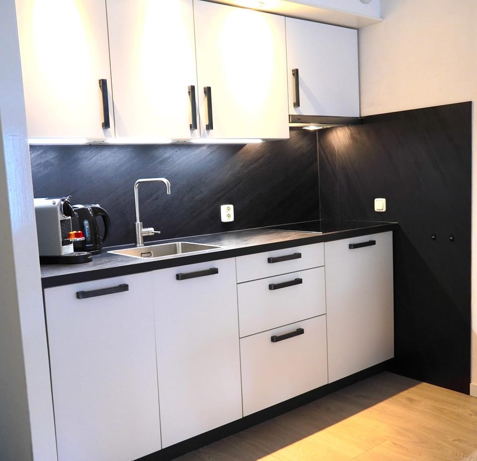 Coffee/tea facilities, Kitchen or kitchenette, stove
