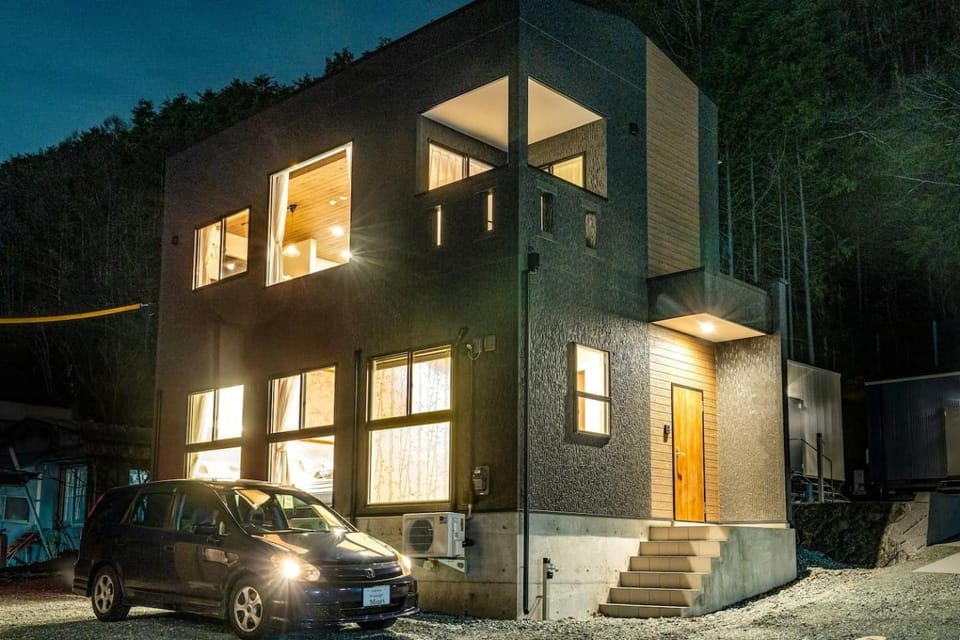 Property building, Facade/entrance, Night, Parking
