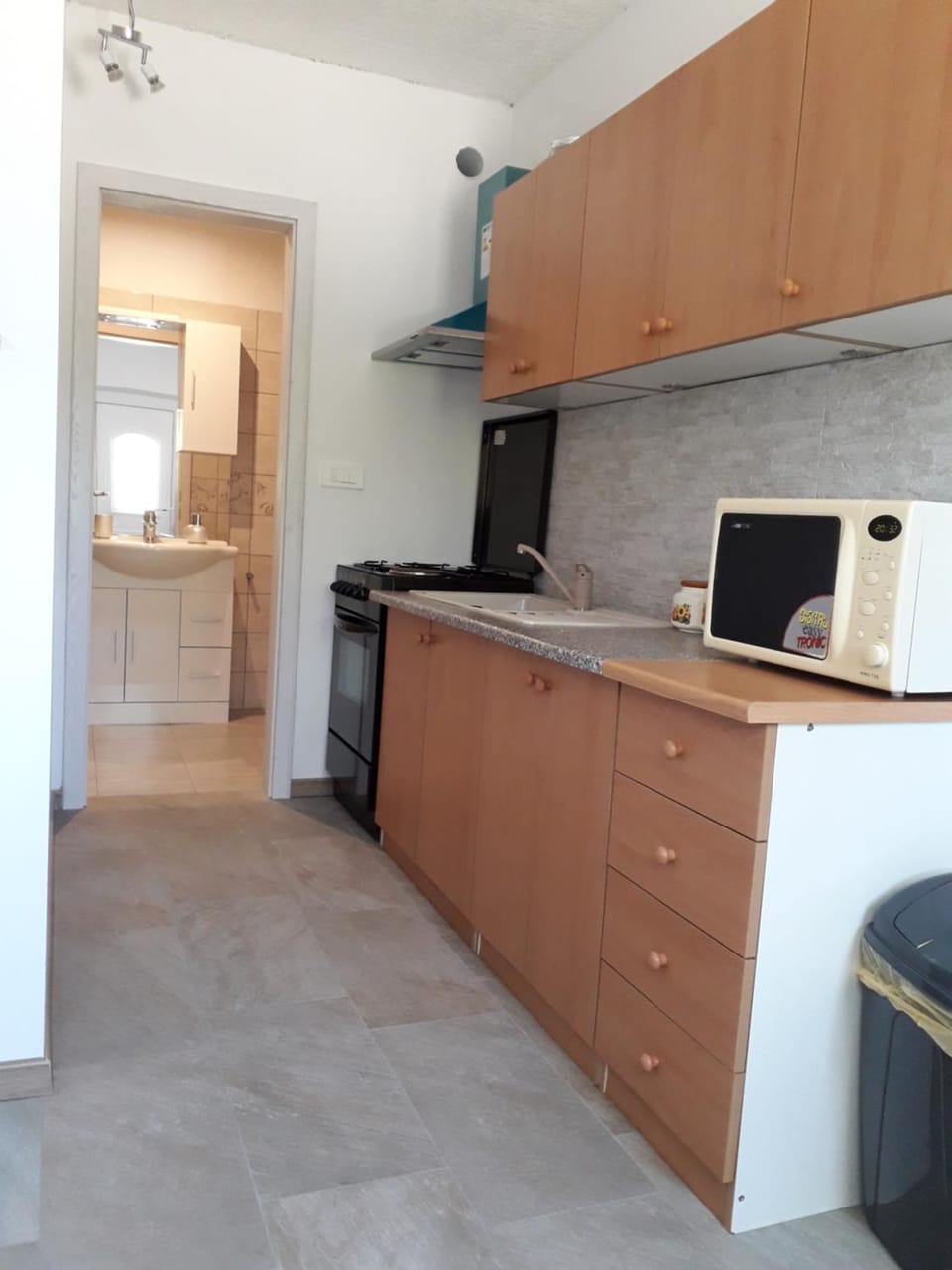 Kitchen or kitchenette, oven