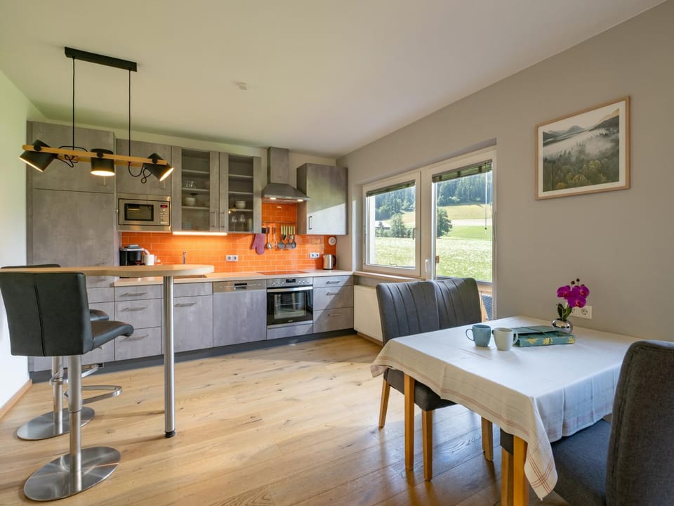 Kitchen or kitchenette, Seating area, Dining area, stove