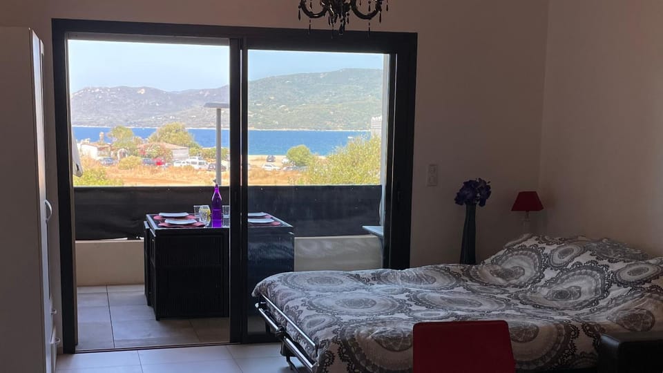 Bed, Living room, Sea view